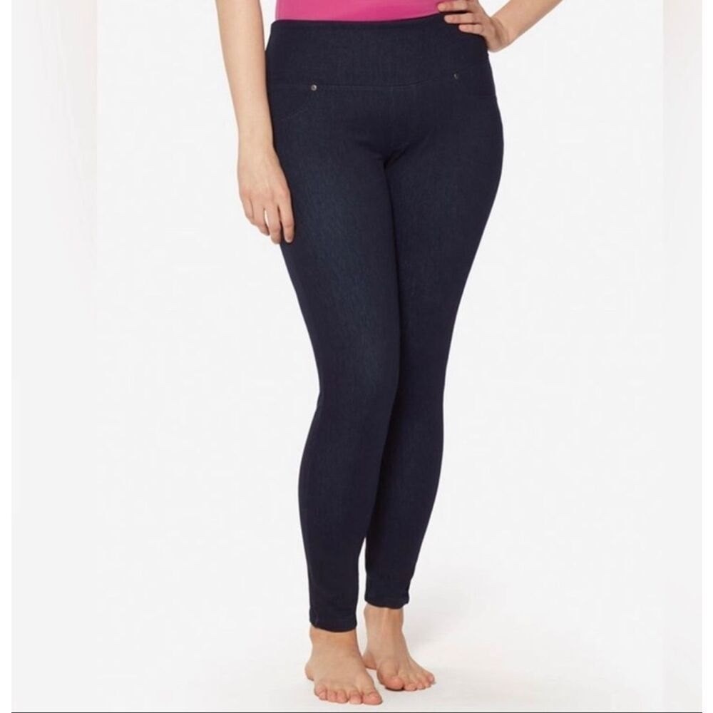 Ruby Ribbon Pants Womens Large Black High Waisted Slimming Leggings Jeggings